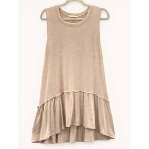 Newbury Kustom Sleeveless Tunic Dress Modal Ruffle Hem Hi Low M Boho Minimalist